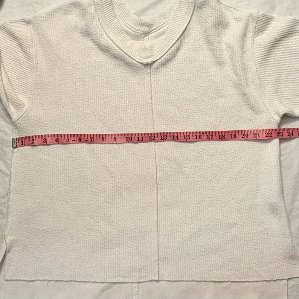 Aerie Wonder Oversized White Textured V-Neck Sweatshirt Oversized Women’s XS - Picture 4 of 7